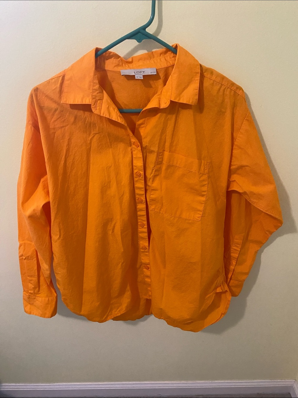 LOFT Bright Orange Button-Up Blouse